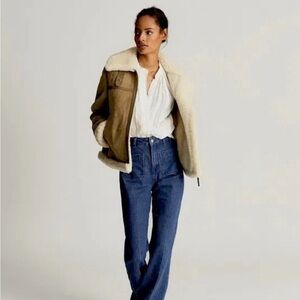 Reiss $1700 Shearling and Suede Reversible Jacket M